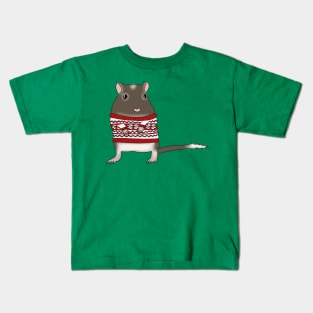 Cute brown gerbil wearing christmas jumper Kids T-Shirt